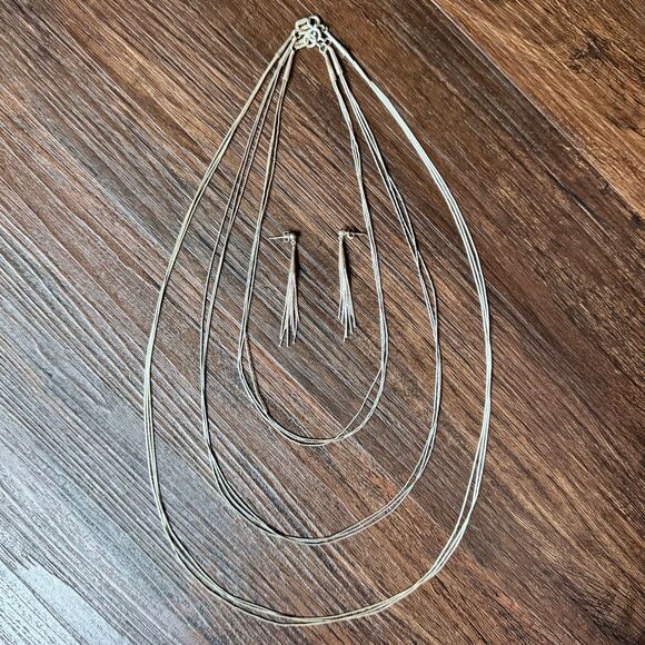 Vintage 925 Sterling Multi Strand Liquid Silver Necklace Set 18" 24" 30" Pollack - Picture 8 of 16